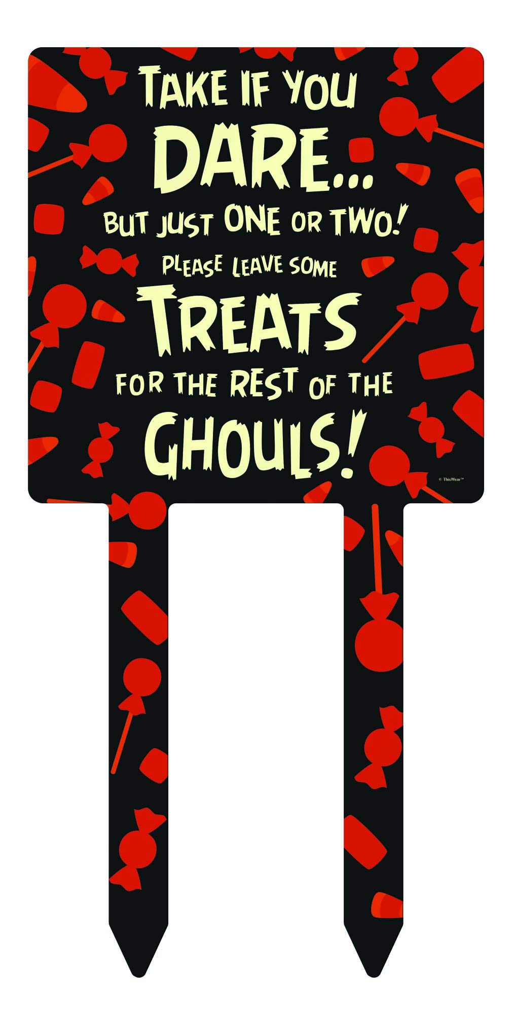 Halloween Garden Sign - Trick or Treat Warning Decor with Dark Humor - 1-Pack Square Outdoor Yard Sign for Spooky Home & Party Decorations