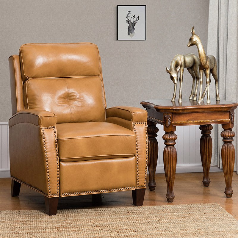 Demetria Genuine Leather Recliner Chair - Premium Brown Top Grain Leather Power Lift Recliner for Living Room, Home Theater & Office - Ergonomic Comfort with USB Charging & Cup Holders