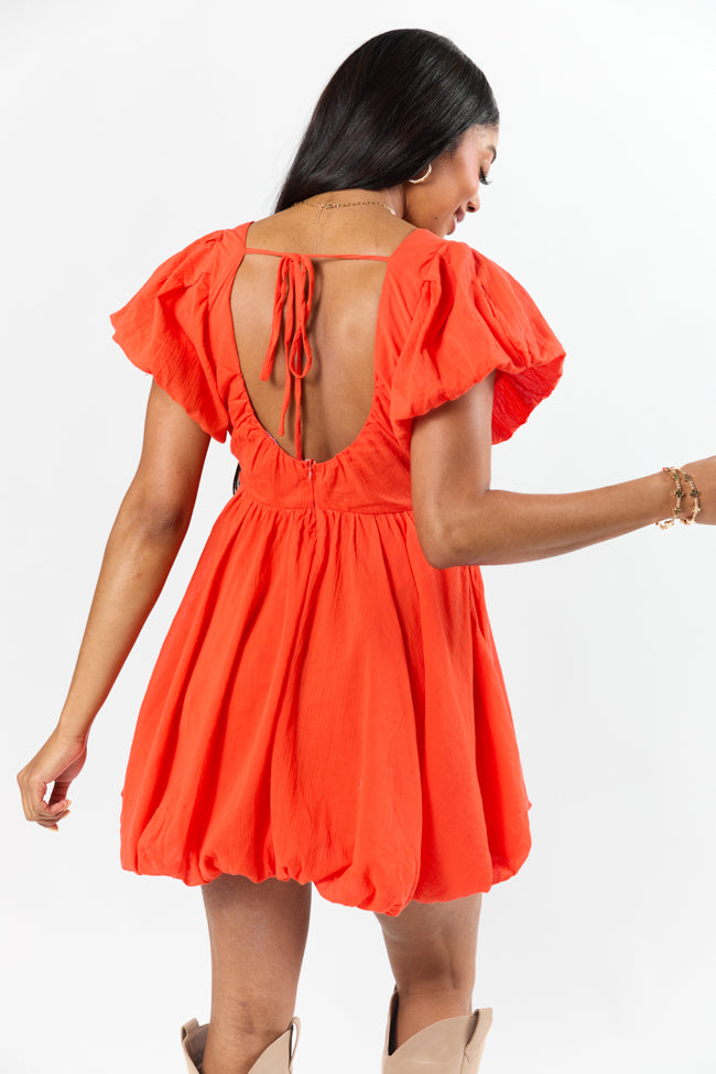 Almost Daylight Red Bubble Hem Mini Dress - Women's Flirty Party Dress for Night Out, Date Night & Special Occasions