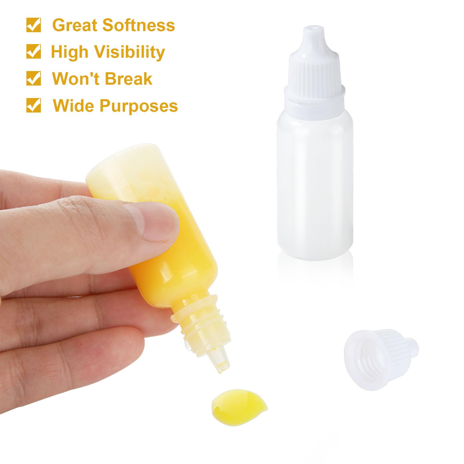 100Pcs 20ML Clear Plastic Dropper Bottles with Caps - Empty Essential Oil Bottles, Travel Size Mini Squeeze Bottles for Liquids, Paint, Ear Drops - Perfect for DIY, Crafts, Travel & Home Use
