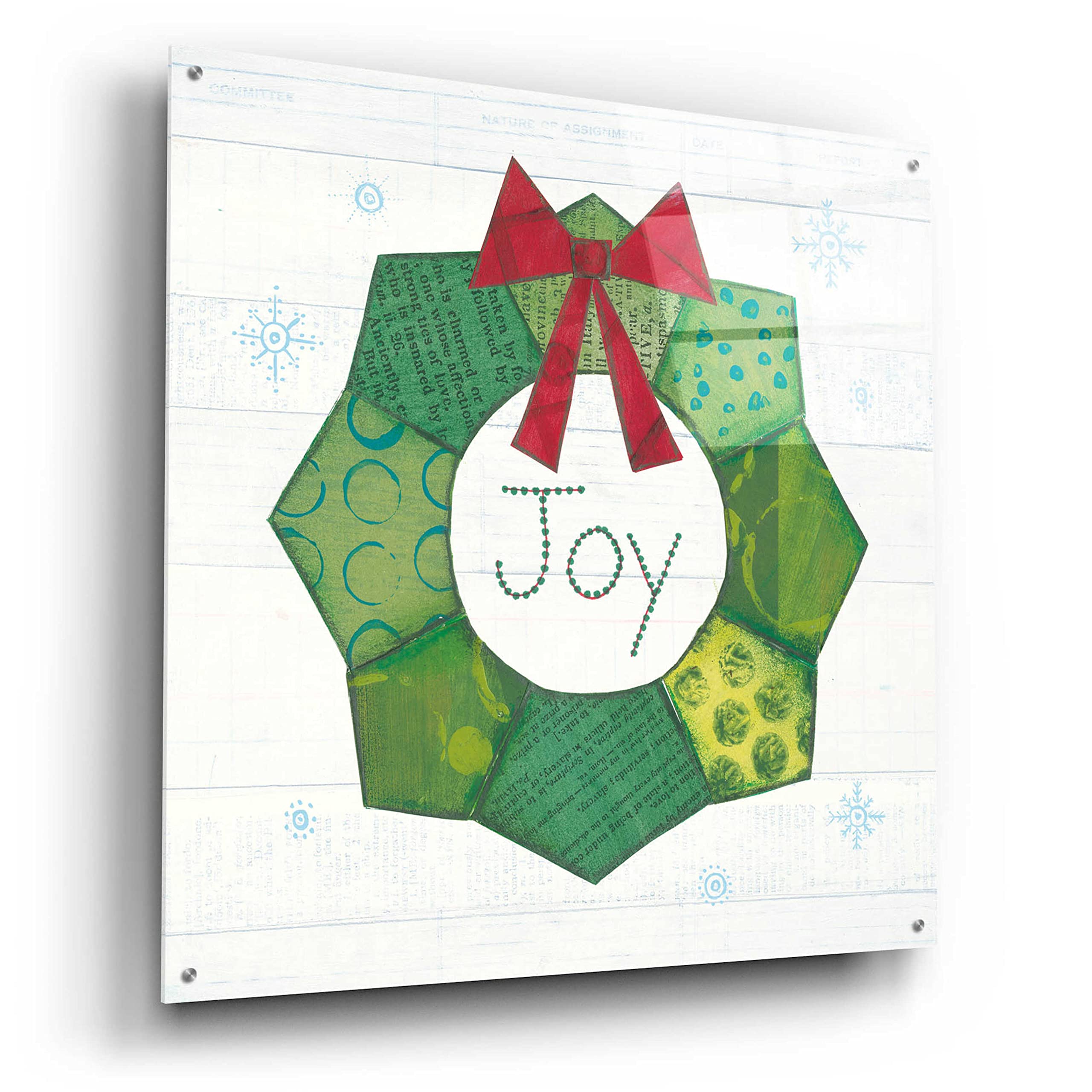 Epic Art 'Christmas Patchwork II' by Courtney Prahl - 36x36 Inch Acrylic Glass Wall Decor - Holiday Home Decoration for Living Room, Bedroom & Office