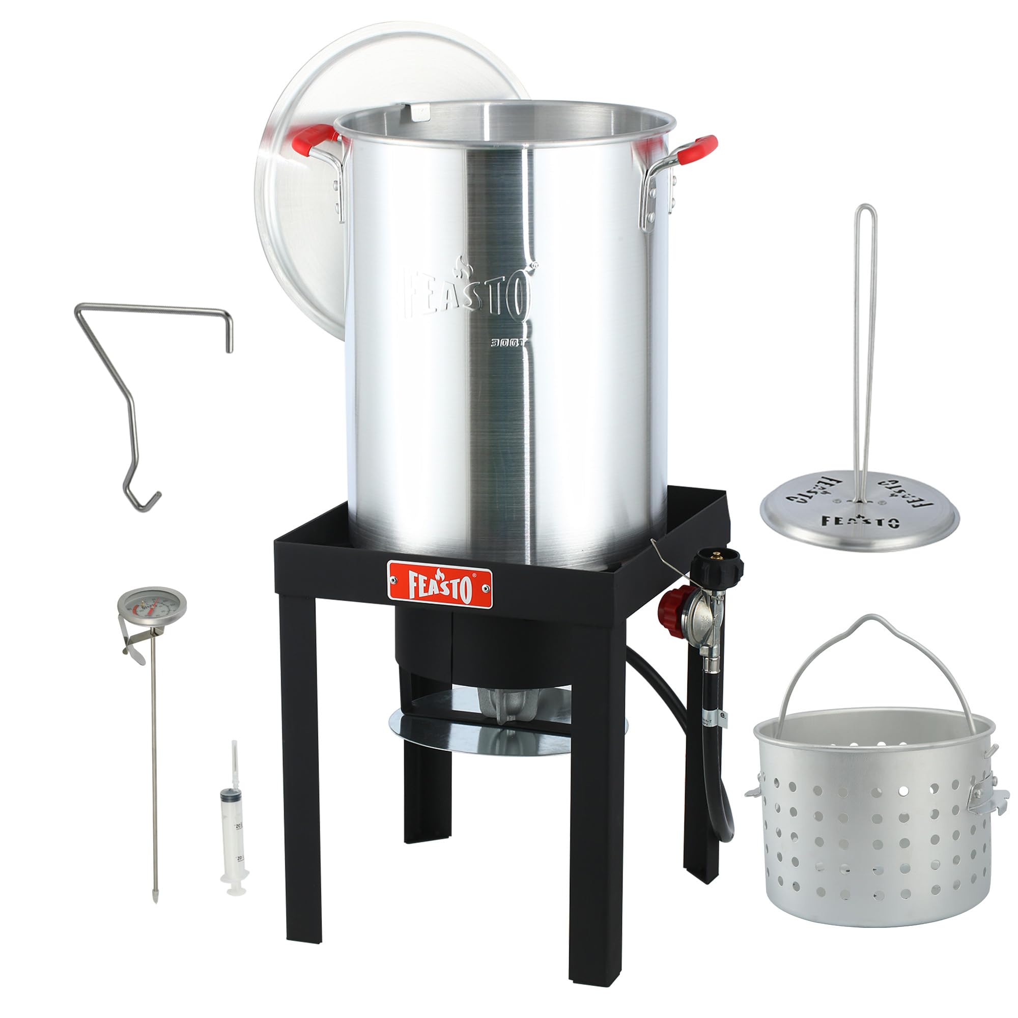 30QT Turkey Fryer & Fish Fryer Set with Basket - CSA Certified Outdoor Cooking Kit, 50,000 BTU Propane Burner for Thanksgiving, Camping & Backyard BBQs - Perfect for Deep Frying Turkey, Seafood & Chicken
