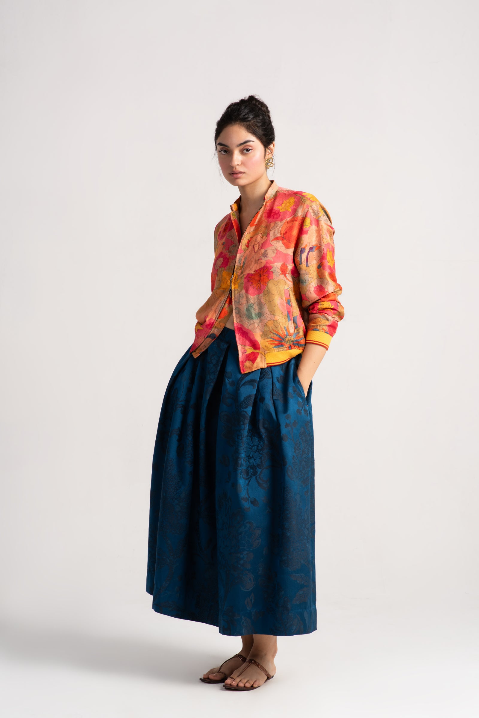 Audrey Skirt - Premium Silk Damask Teal Midi Skirt for Women | Elegant Formal Wear & Special Occasion Outfit