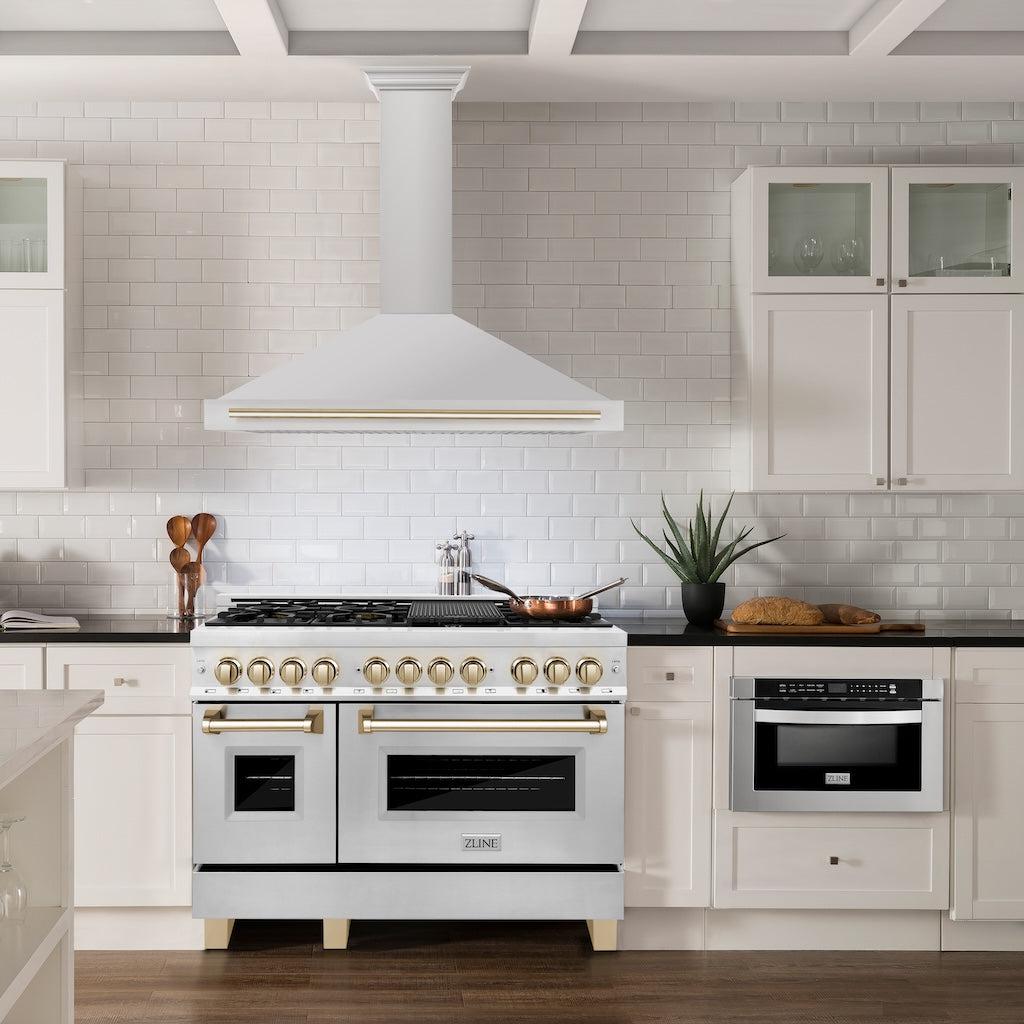 ZLINE KB4STZ G Autograph Edition Convertible Stainless Steel Range Hood with Polished Gold Accents - Professional Kitchen Ventilation for Modern Homes