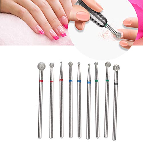 9 Pcs Diamond Nail Drill Bits Set - Professional Carbide Nail Drill for Acrylic Nails, Manicure & Pedicure Tools with Milling Cutter - Perfect for Home Salon, Spa & DIY Nail Art (Great for Gel Polish Removal & Nail Extension)
