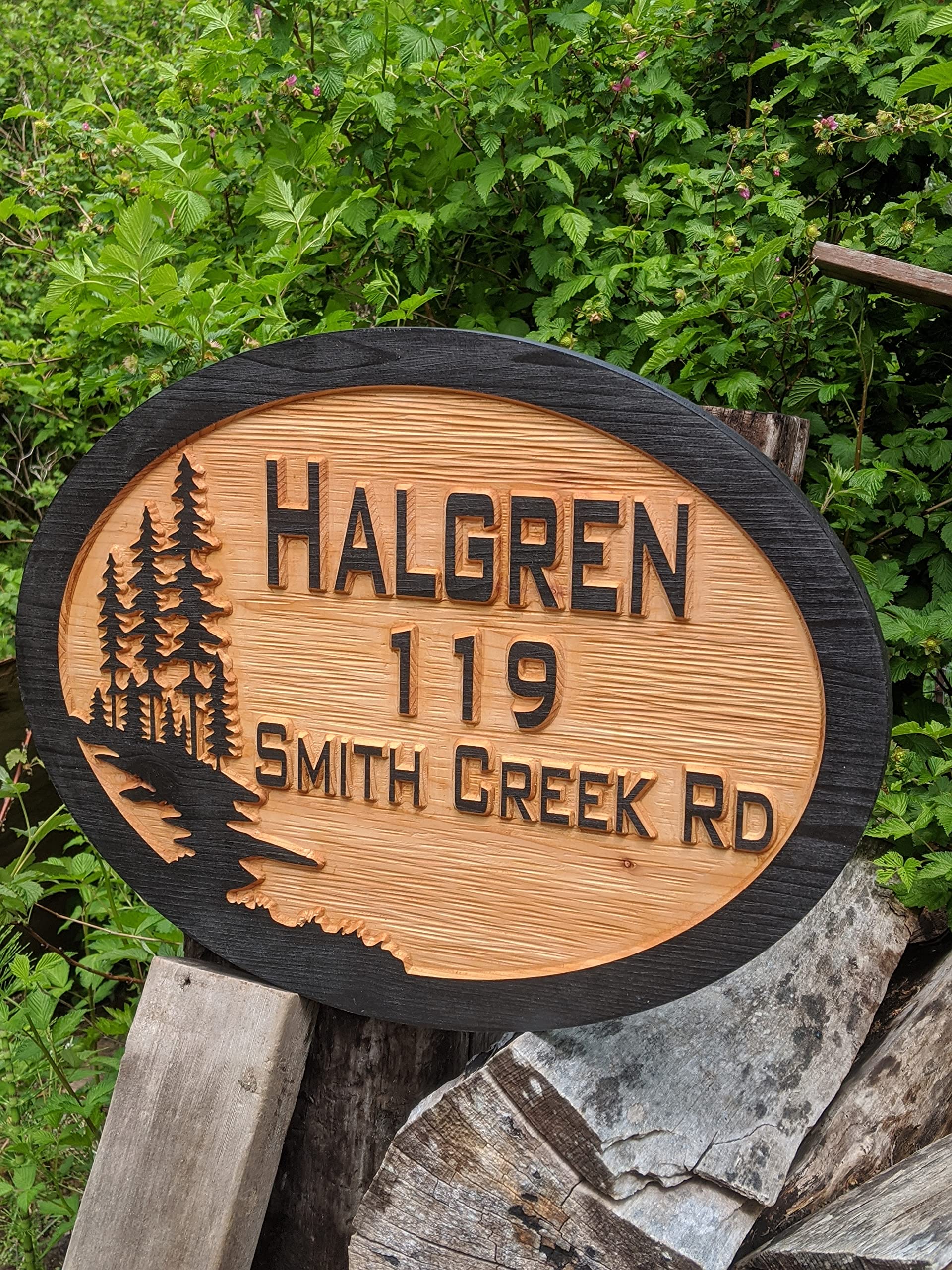 Personalized Oak Tree Wooden Address Plaque - 17