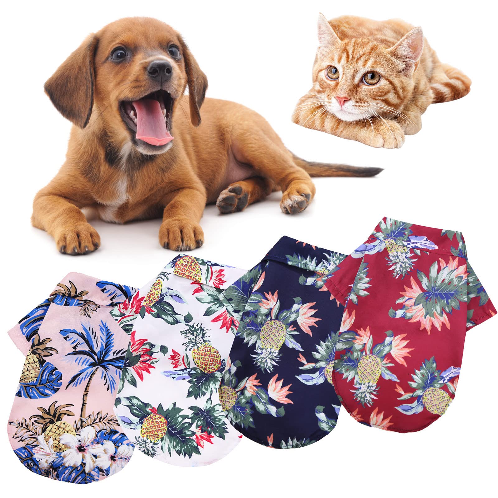 Wakeu Set of 4 Puppy Clothes for Small Dogs - Summer Shirts for Chihuahua & Yorkies Male - Cute Outfits for Daily Walks & Outdoor Adventures
