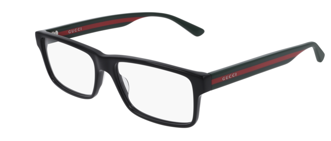 Gucci GG 0752O 001 Black/Green Rectangle Unisex Eyeglasses - Stylish Designer Glasses for Men & Women - Perfect for Fashion, Work & Everyday Wear