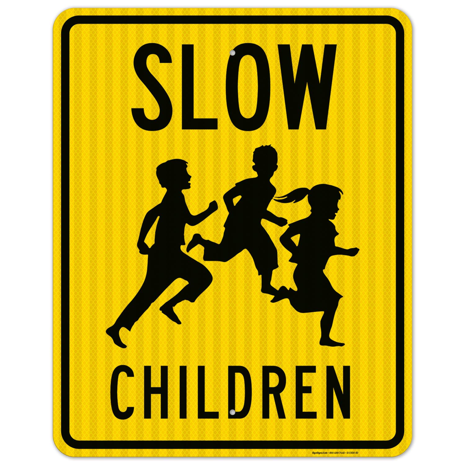 Slow Children Sign - 24x30 Inches Reflective Aluminum Traffic Sign with 3M EGP, Fade Resistant for Indoor/Outdoor Use - Made in USA | School Zone Safety, Neighborhood Warning, Roadside Caution Sign