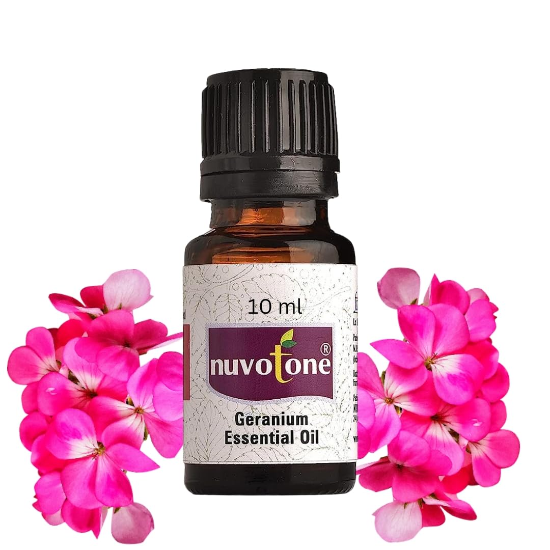 Pure Nuvotone Geranium Essential Oil - 100% Natural, Paraben & Sulfate Free, Cruelty-Free & Vegan Certified | Perfect for Aromatherapy, Skincare & Relaxation