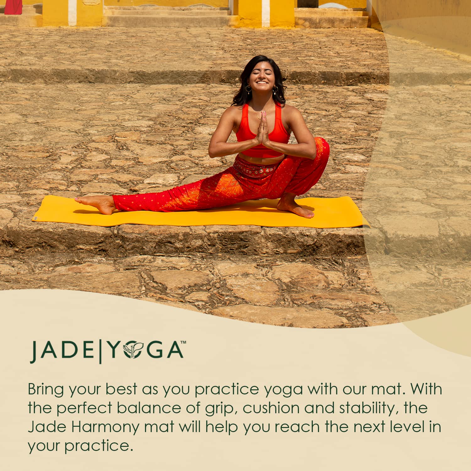 Premium JadeYoga Harmony Yoga Mat - 6mm Thick Non-Slip Natural Rubber Exercise Mat for Home Gym, Yoga, Pilates & Meditation | Durable Eco-Friendly Fitness Mat for Women & Men | Perfect for Hot Yoga, Studio Practice & Daily Workouts