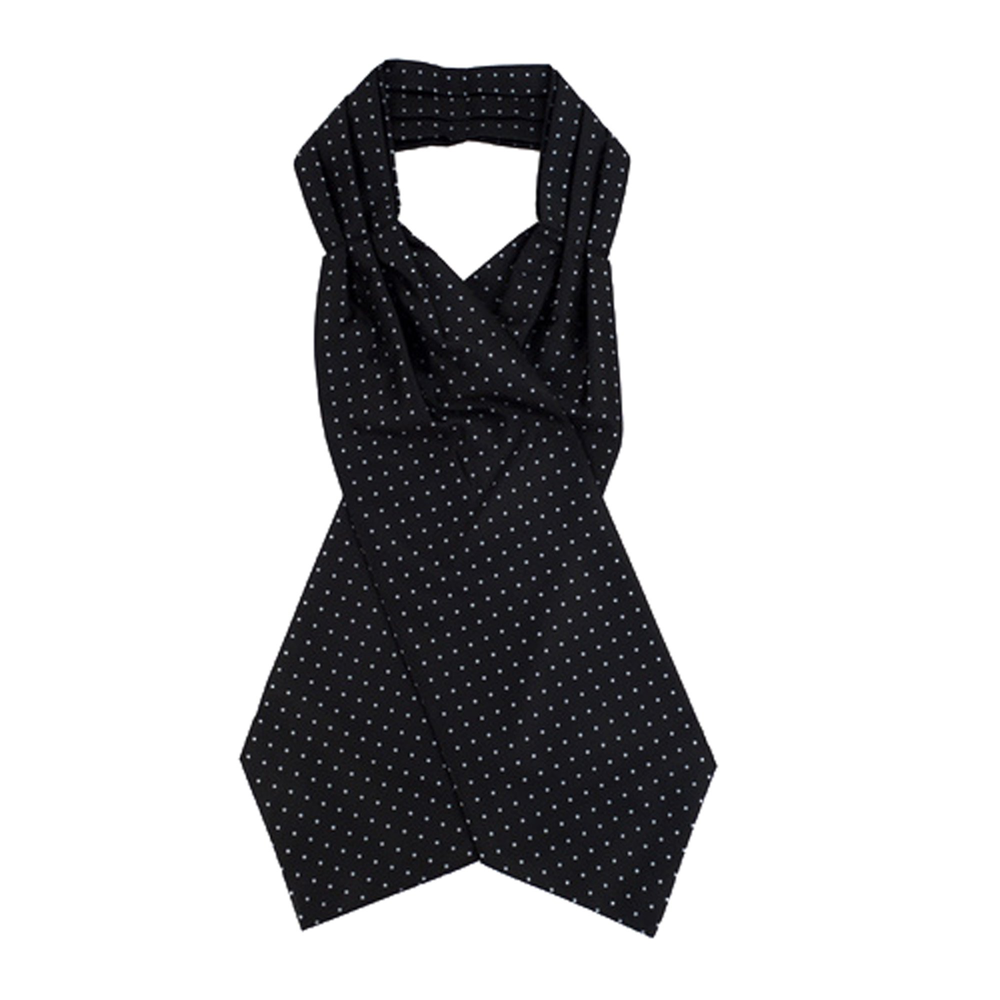 Polka Dot Microfiber Poly Woven Ascot Scarf with Hooks - Stylish Neckwear for Men's Formal Attire, Weddings and Business Events