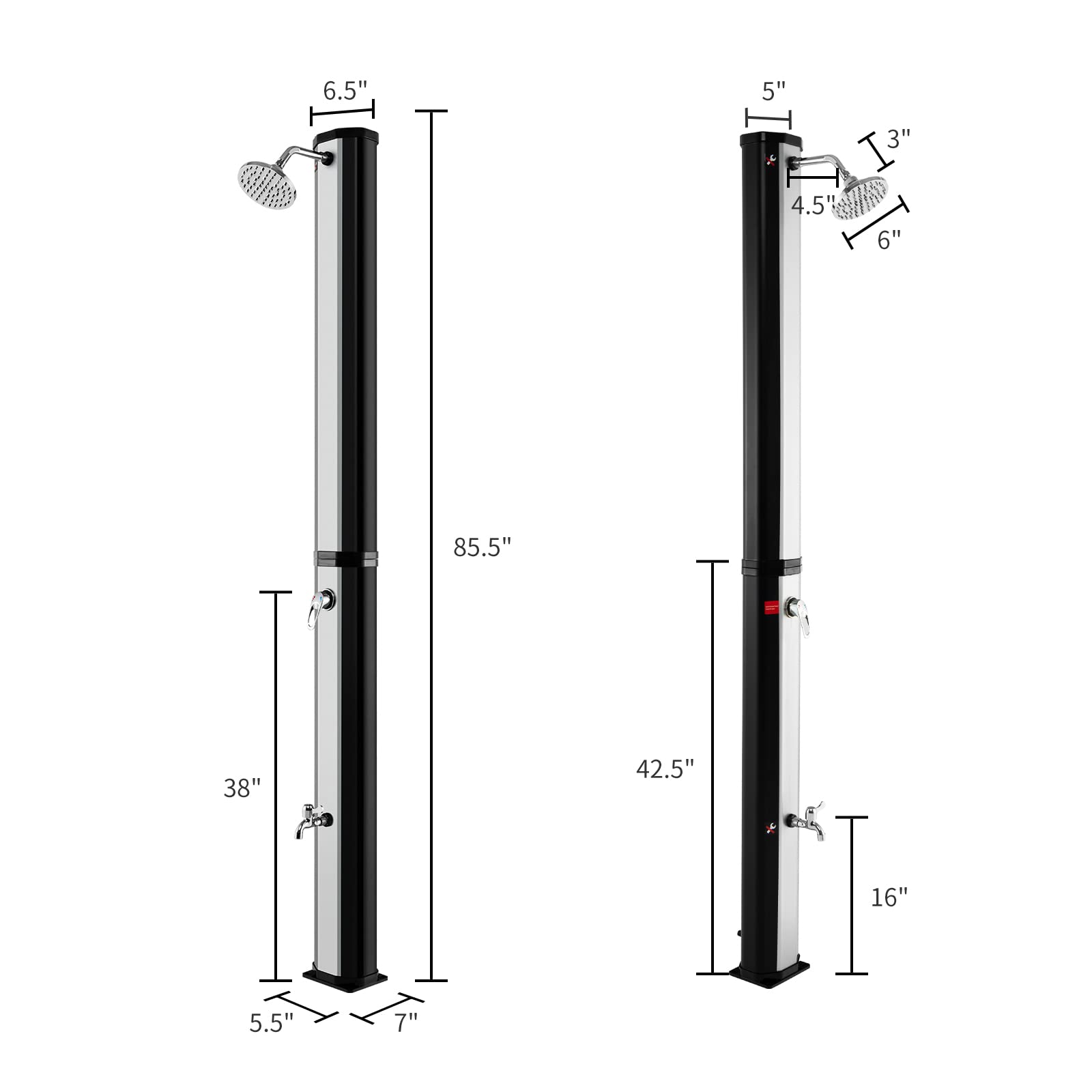 HappyGrill 7.2 FT Solar Outdoor Shower with 360° Swivel Shower Head & Foot Wash | Adjustable Temperature & Water Pressure | Easy Setup Freestanding Shower for Garden, Yard, Poolside, Beach & Camping | Perfect for Post-Swim Rinse, Pet Bathing & Outdoor Cleaning