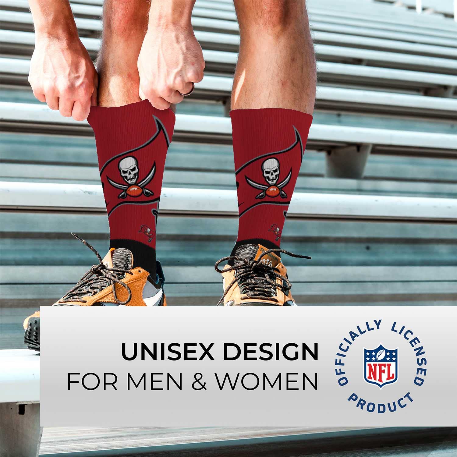 NFL Team Logo Adult Crew Socks for Men - Machine Washable Football Socks for Warm & Cold Weather - Comfortable Game Day Apparel - Perfect for NFL Fans, Sports Enthusiasts and Casual Wear