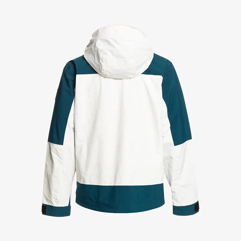 Quiksilver Ultralight Snow Jacket - White & Navy Blue Waterproof Winter Coat for Skiing, Snowboarding & Outdoor Adventures