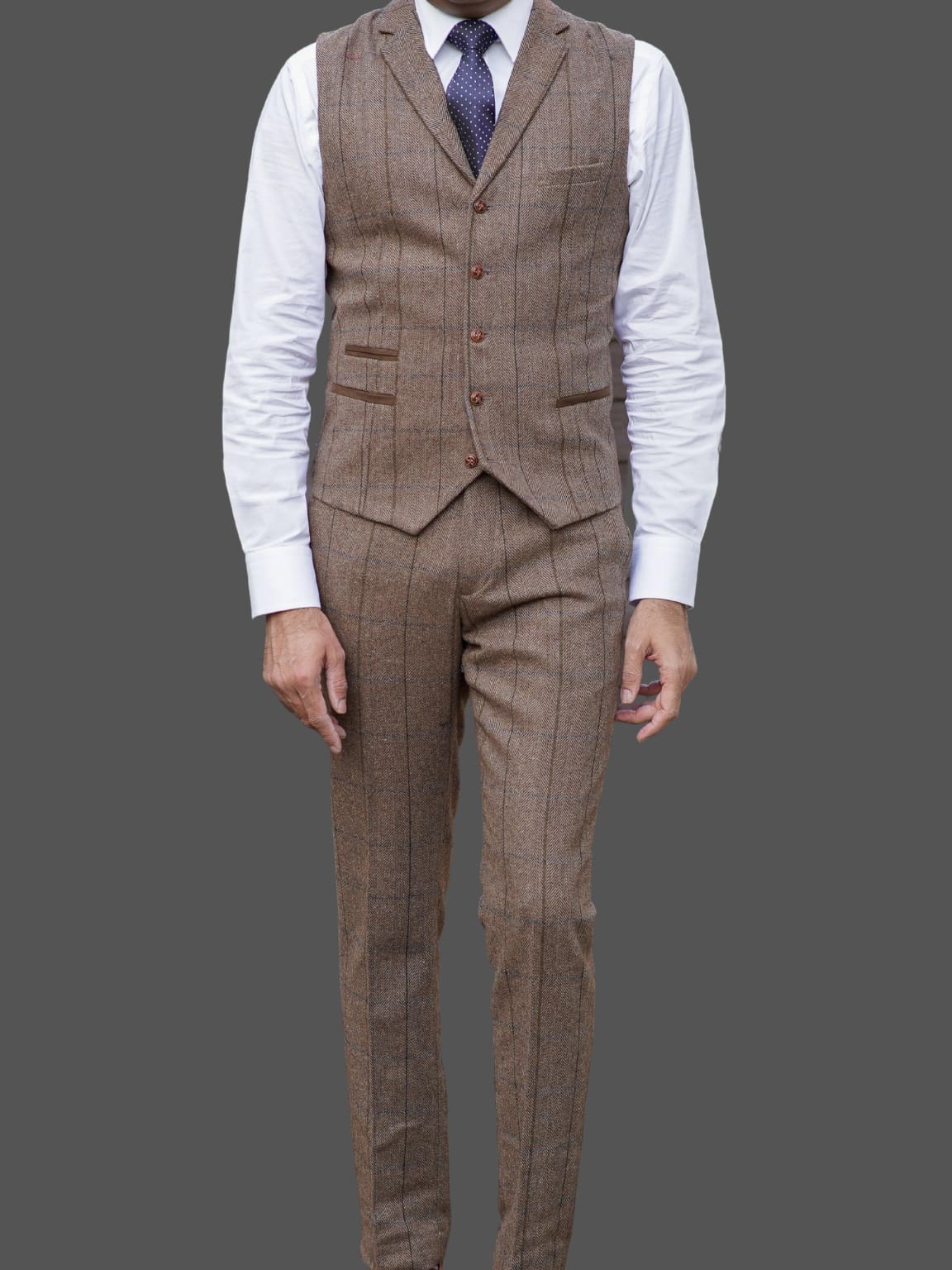 Barucci Marcus Men's Vintage Brown 3 Piece Tweed Suit - Classic Formal Wear for Weddings, Business Meetings & Special Occasions