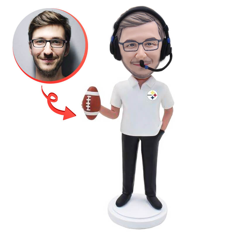 Custom Football Referee Bobblehead - Personalized Sports Fan Gift for Game Day Decor, Office Desk Display & Sports Memorabilia Collection