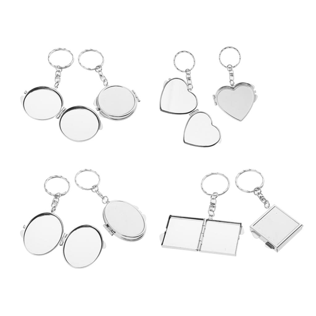 2pcs Portable Makeup Mirror - Silver Keychain for Travel & Gifts