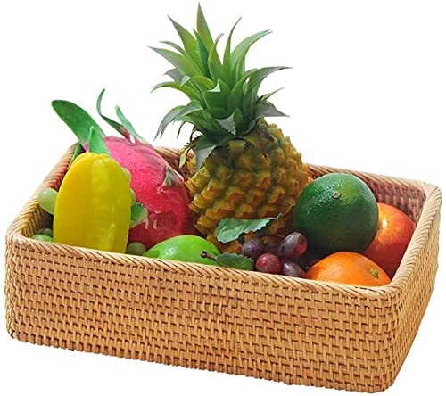 Seagrass Storage Baskets - Rattan Rectangular Basket for Fruits, Bread & Home Decor | Multi-Functional Tray for Living Room, Kitchen & Dining | Eco-Friendly Woven Storage Solution (Large Size)