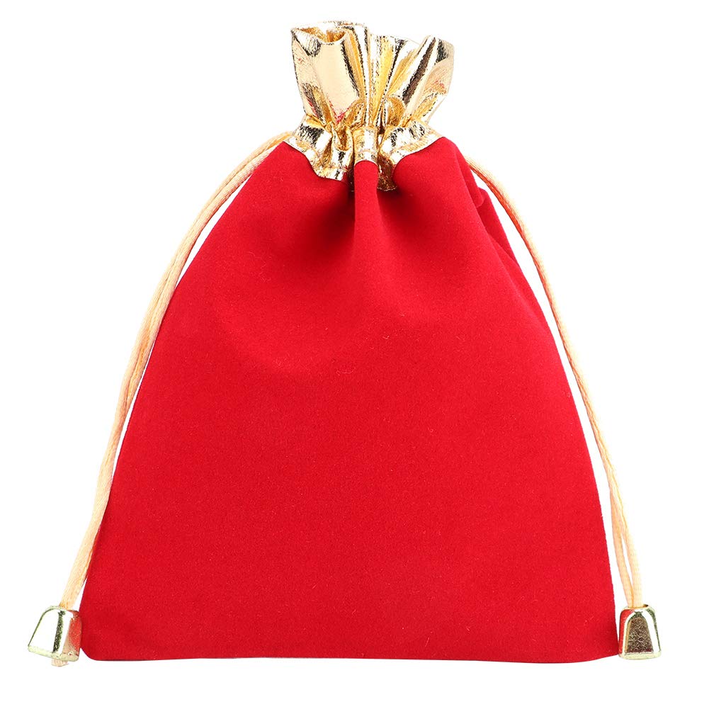 25 Pcs Flocking Drawstring Jewelry Bags - 12x16cm Red Velvet Gift Pouches for Wedding Favors, Party Gifts, Jewelry Storage & Small Item Organization | Perfect for Bridesmaid Gifts, Birthday Party Favors, Jewelry Display and Travel Accessory Storage