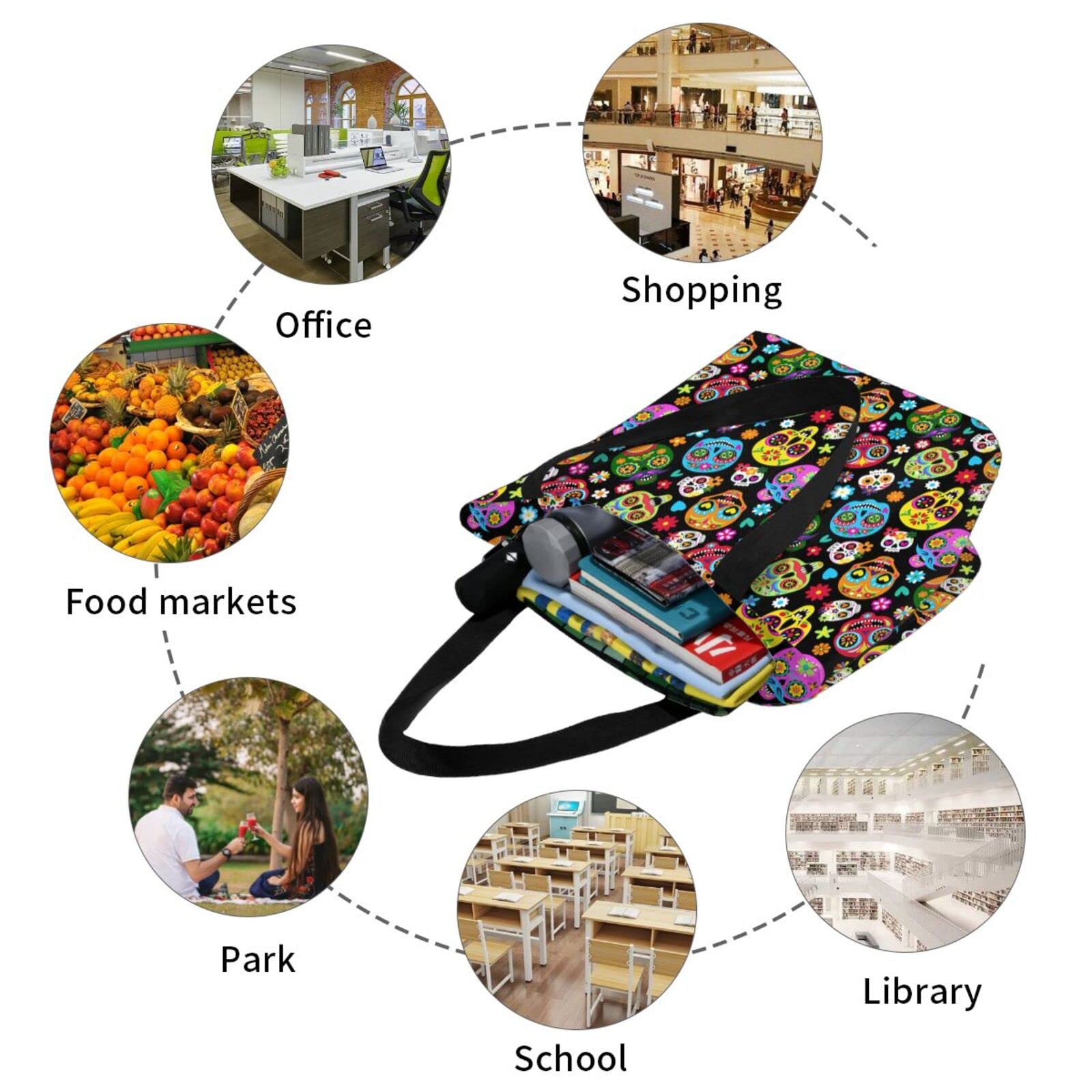 Stylish Large Canvas Tote Bags for Women - Eco-Friendly Reusable Grocery & Shopping Bags - Perfect for Work, Beach, Travel and Everyday Use