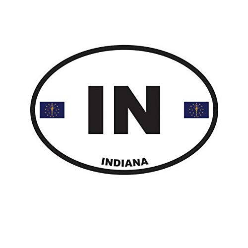 EW Designs Indiana State Flag Oval Vinyl Sticker Decal - 5 Inch Bumper Sticker for Cars, Trucks & Windows - Weatherproof Decal for Outdoor Use on Vehicles, Laptops & Coolers