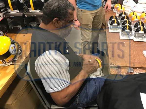 Joe Greene Autographed Pittsburgh Steelers Riddell Yellow Throwback NFL Mini Helmet with 