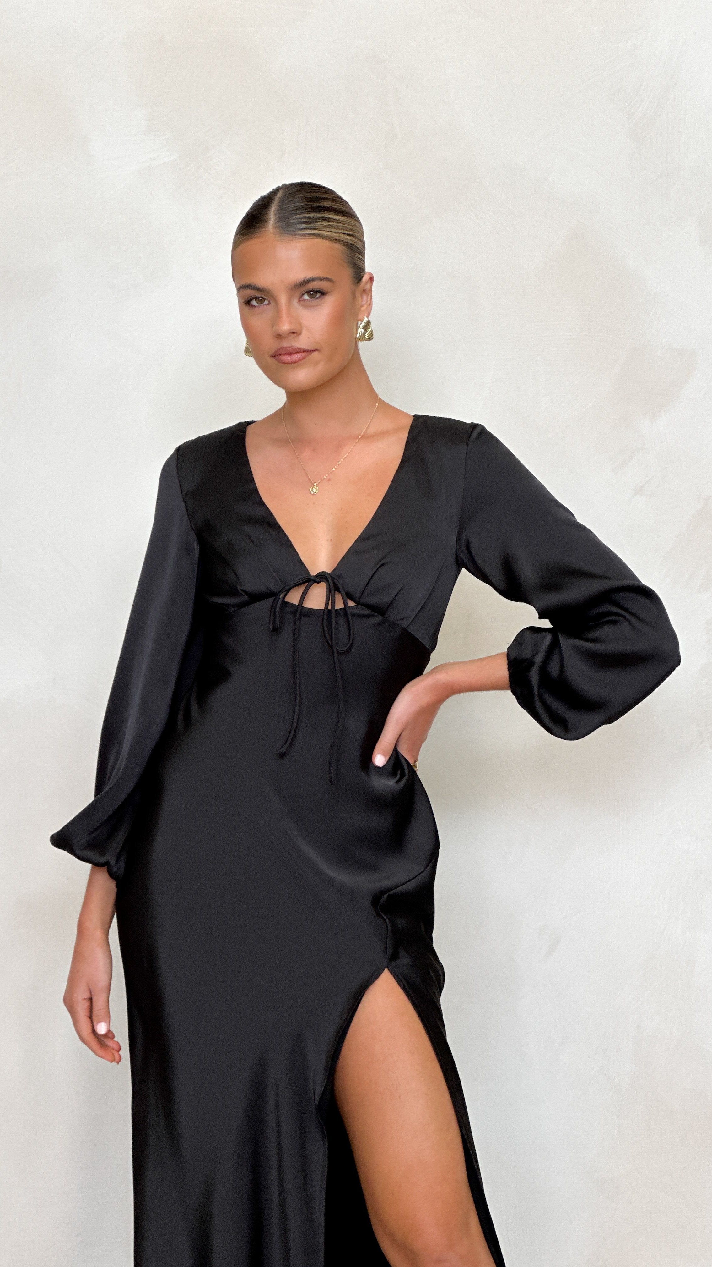 Brigitte Maxi Dress - Elegant Black Long Dress for Women | Perfect for Weddings, Parties & Evening Events