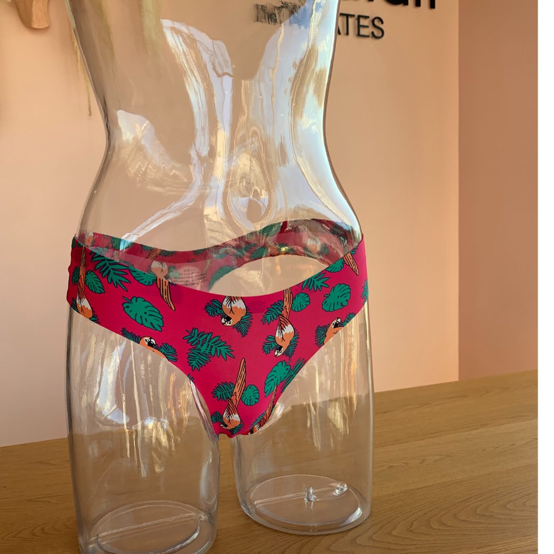 Parrot & Palms Party Panties - Tropical Print Women's Underwear for Beach Vacation, Bachelorette Party & Summer Festivals