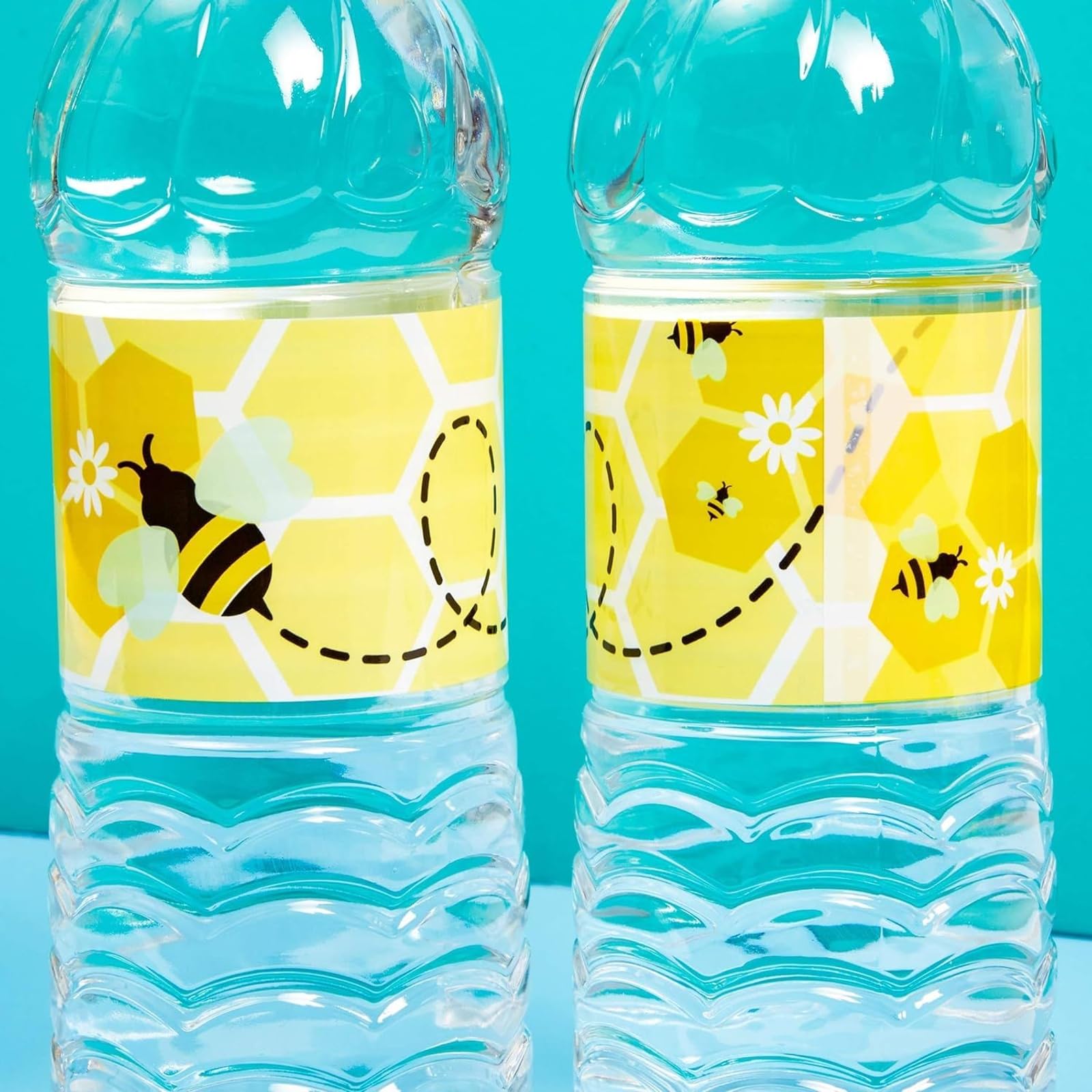 100 Pack Bumble Bee Water Bottle Labels - Bee Stickers for Kids Party, Baby Shower & Birthday Decor - 8.5 x 2 Inch Adhesive Wrappers - Perfect for Summer Picnics, School Events & Themed Celebrations