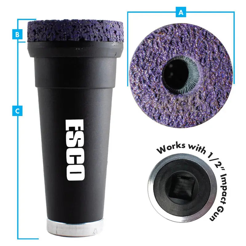 ESCO 50172 HD Impact Driven Hub/Stud/Wheel Cleaner - Heavy Duty Rust & Grime Remover for Automotive & Industrial Use - Perfect for Trucks, Trailers, and Heavy Equipment Maintenance