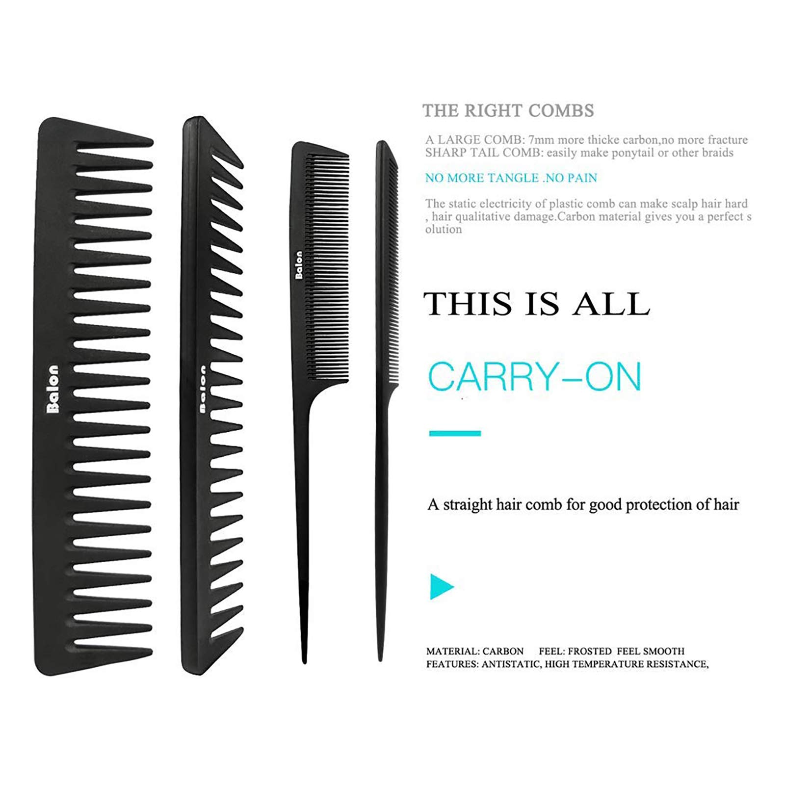 4Pcs Paddle Hair Brush Set - Detangling Brush & Hair Comb for Men & Women, Wet or Dry Hair Use, No Tangle Hairbrush for Long Thick Thin Curly Natural Hair - Perfect for Home, Travel & Salon Styling
