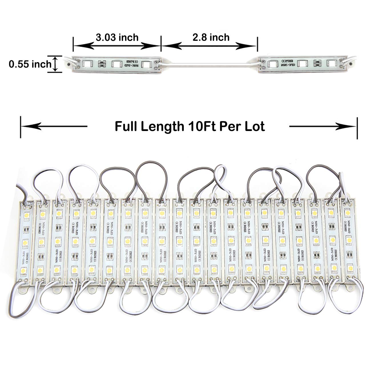 Waterproof LED Storefront Lights - 40PCS 5050 Strip Lights for Business Signs & Window Decor