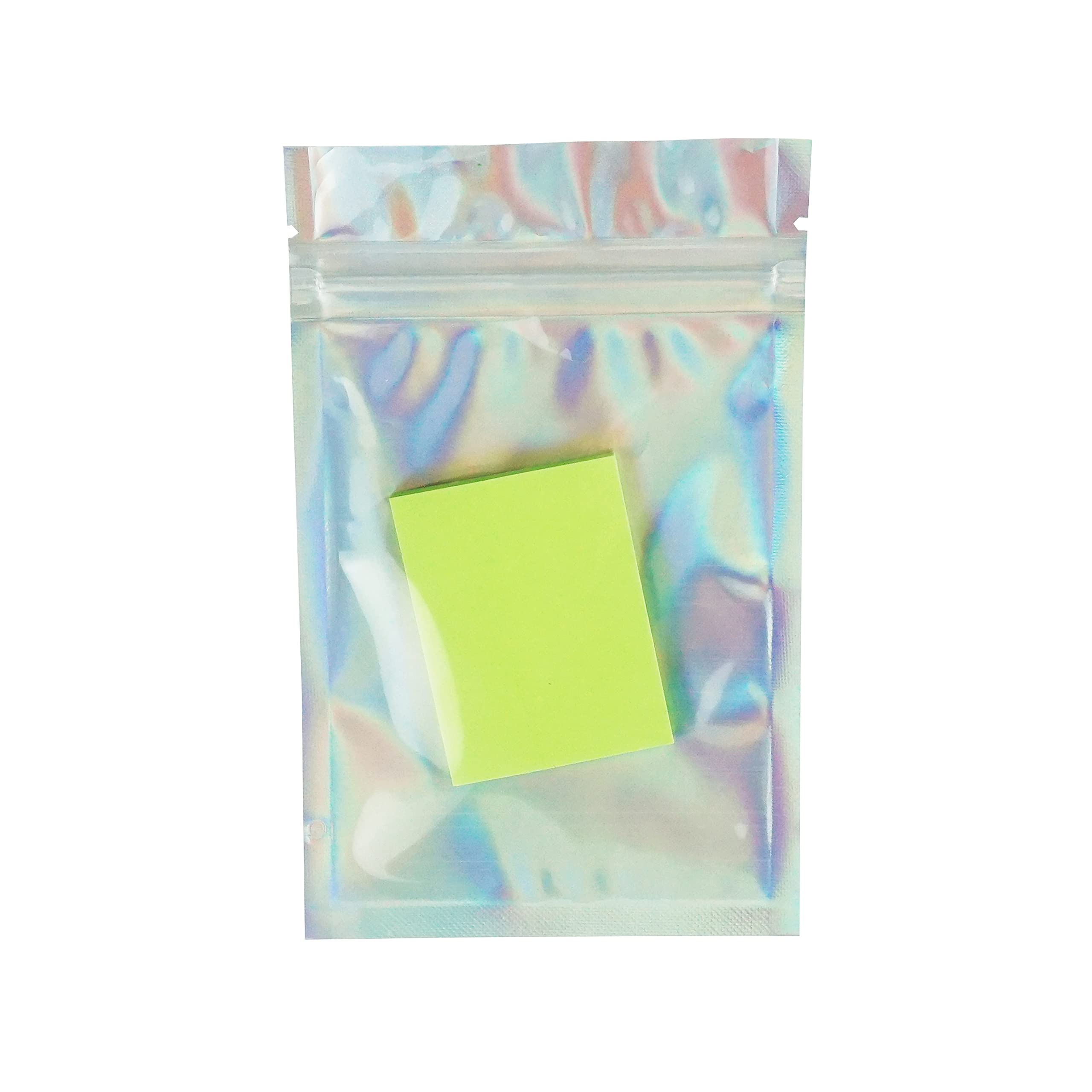QQ Studio Holographic Zipper Bags - Rainbow Iridescent Foil Favor Bags for Parties, Treats & Candy - Smell Proof Holofoil Packaging (3.9x5.9 Inch) - Perfect for Birthday Gifts, Wedding Favors & Event Goodie Bags