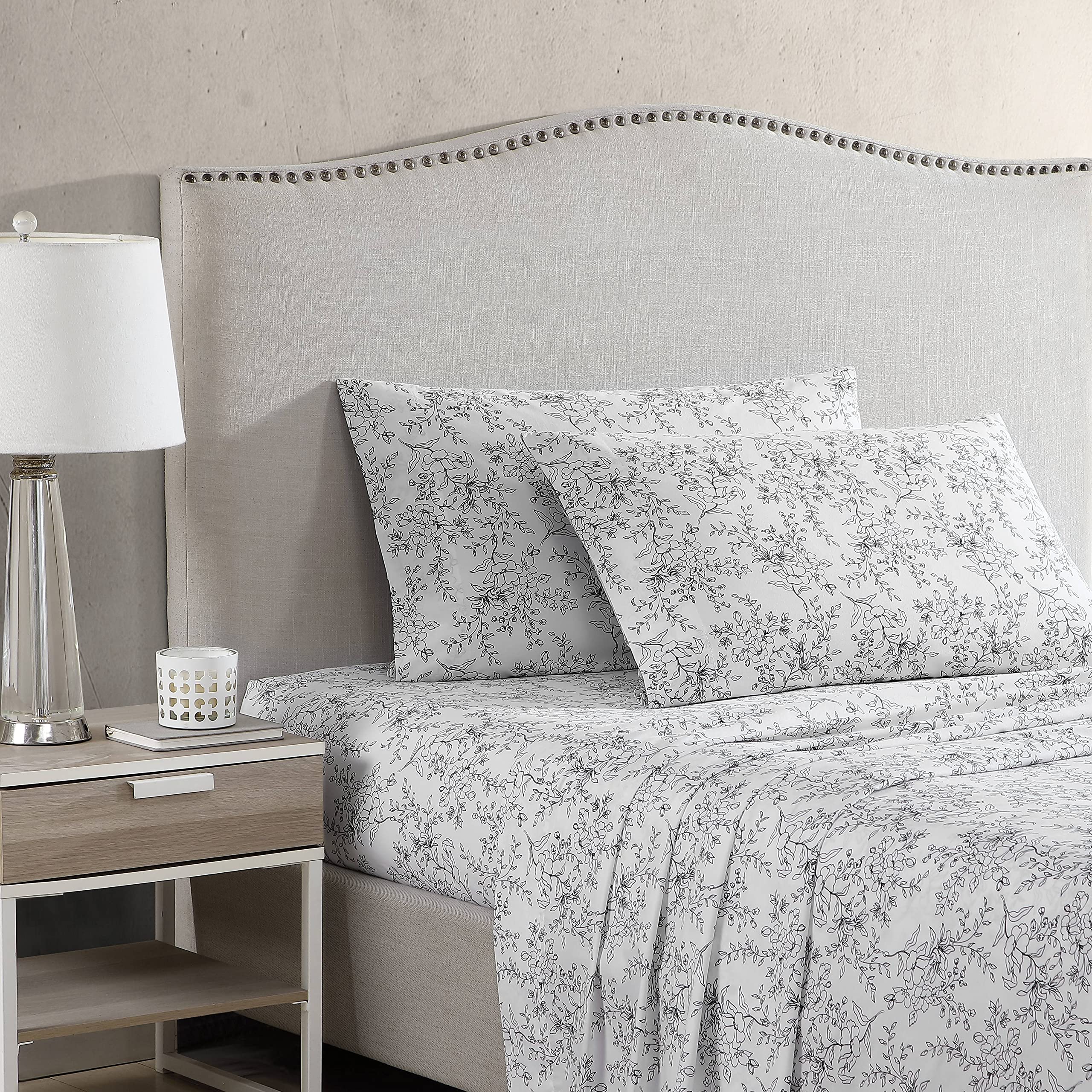 Stone Cottage Cotton Percale Bed Sheet Set - Crisp & Cool Full Size Bedding with Hawley Floral Print | Perfect for Summer Nights, Guest Rooms & Luxury Hotels