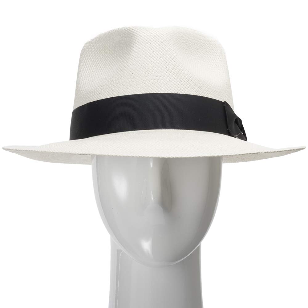 Portofino Retro Panama White Straw Hat for Women - Summer Beach Sun Hat with Wide Brim - Fashionable UV Protection Hat for Outdoor, Travel, and Vacation