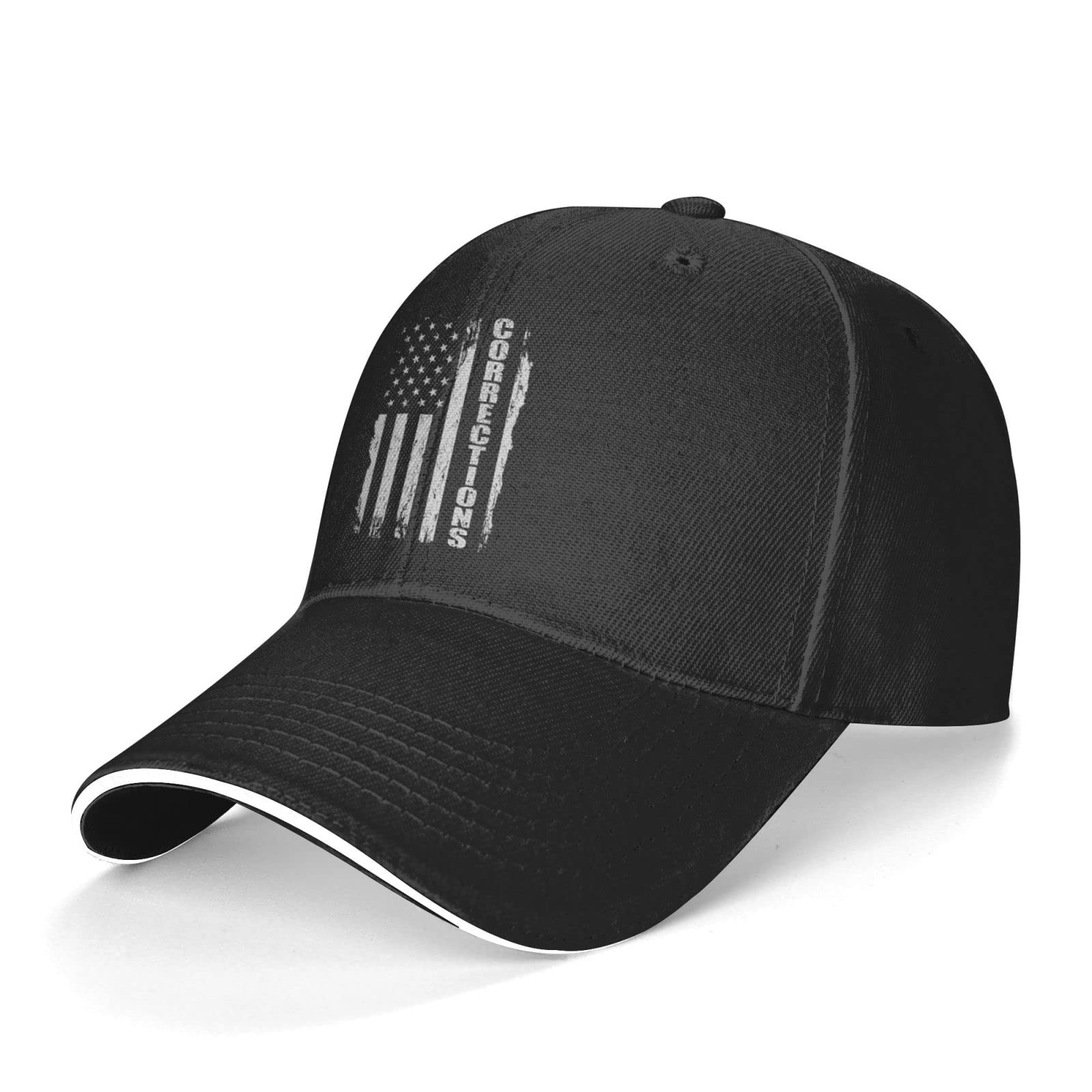 Thin Silver Line American Flag Baseball Cap - Adjustable Corrections Officer Trucker Hat for Golf, Outdoor & Casual Wear - Patriotic Police Support Hat