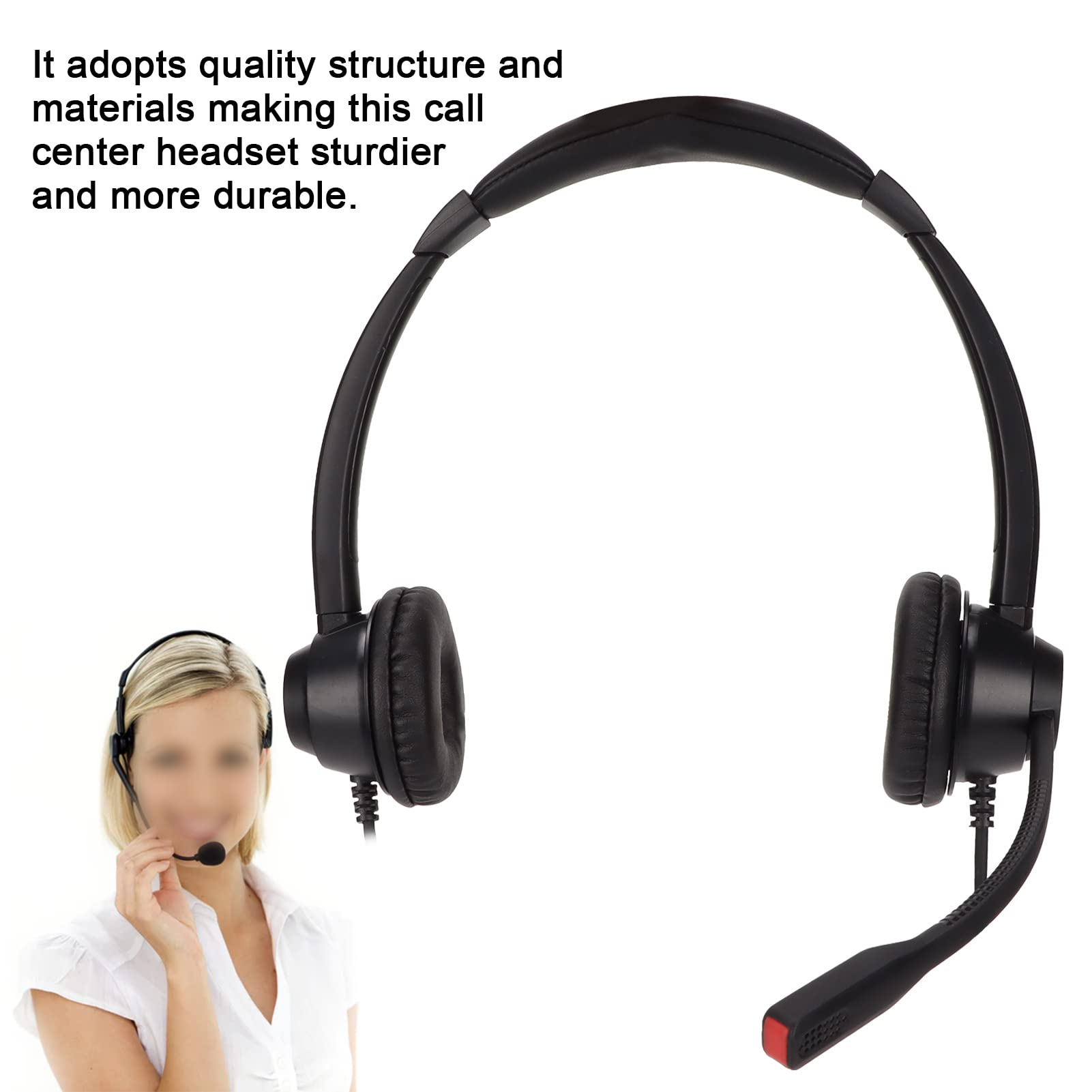 2.5mm Noise Canceling Office Headset with Microphone - Compatible with AT&T, Vtech, Uniden, Grandstream & Polycom Cordless Phones - Perfect for Call Centers, Customer Service & Remote Work