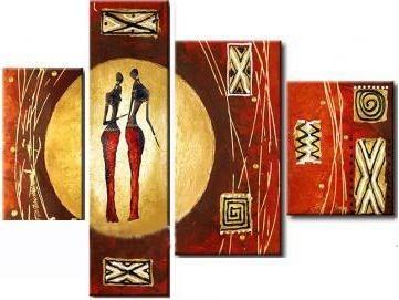 Extra Large Abstract Figure Painting - African Inspired Wall Art for Dining Room Decor | Modern Canvas Art for Living Room, Bedroom & Office