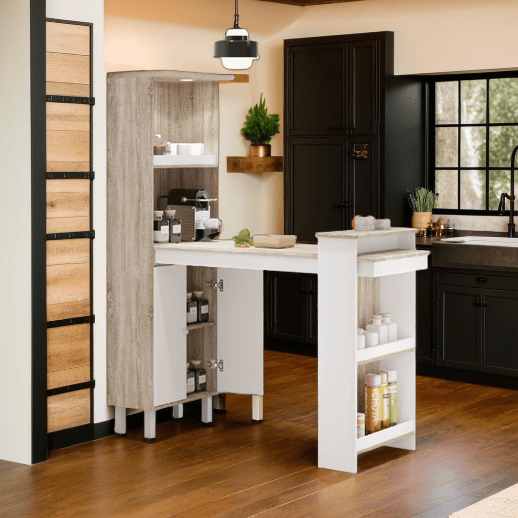 Halcyon Bar Table with Storage Shelf - Modern Kitchen & Dining Room Furniture for Small Spaces - Perfect for Entertaining, Breakfast Nook or Apartment Living