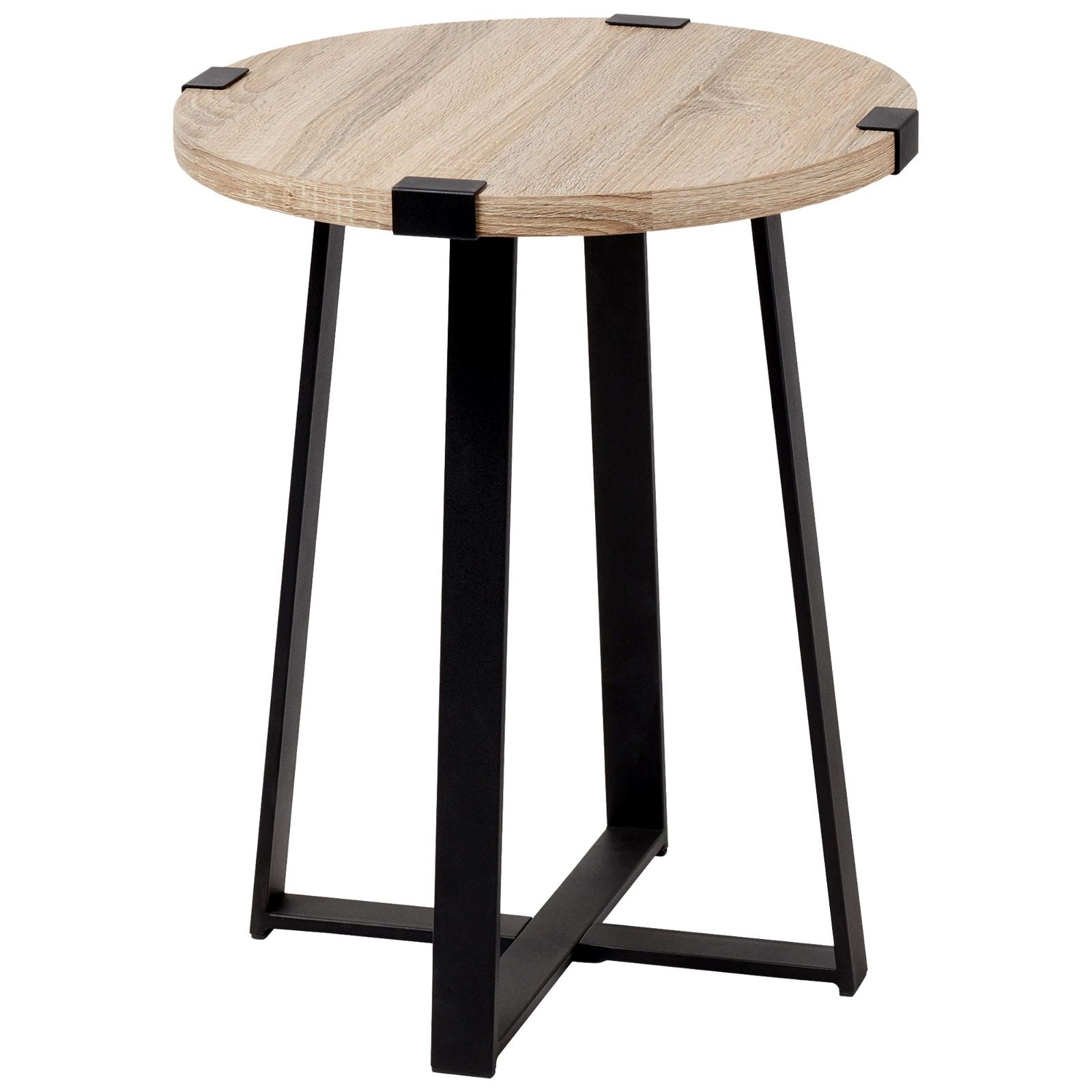 Round Capri End Table - Solid Oak Wood Side Table for Living Room, Bedroom, or Office - Modern Accent Table with Sturdy Construction for Home Decor