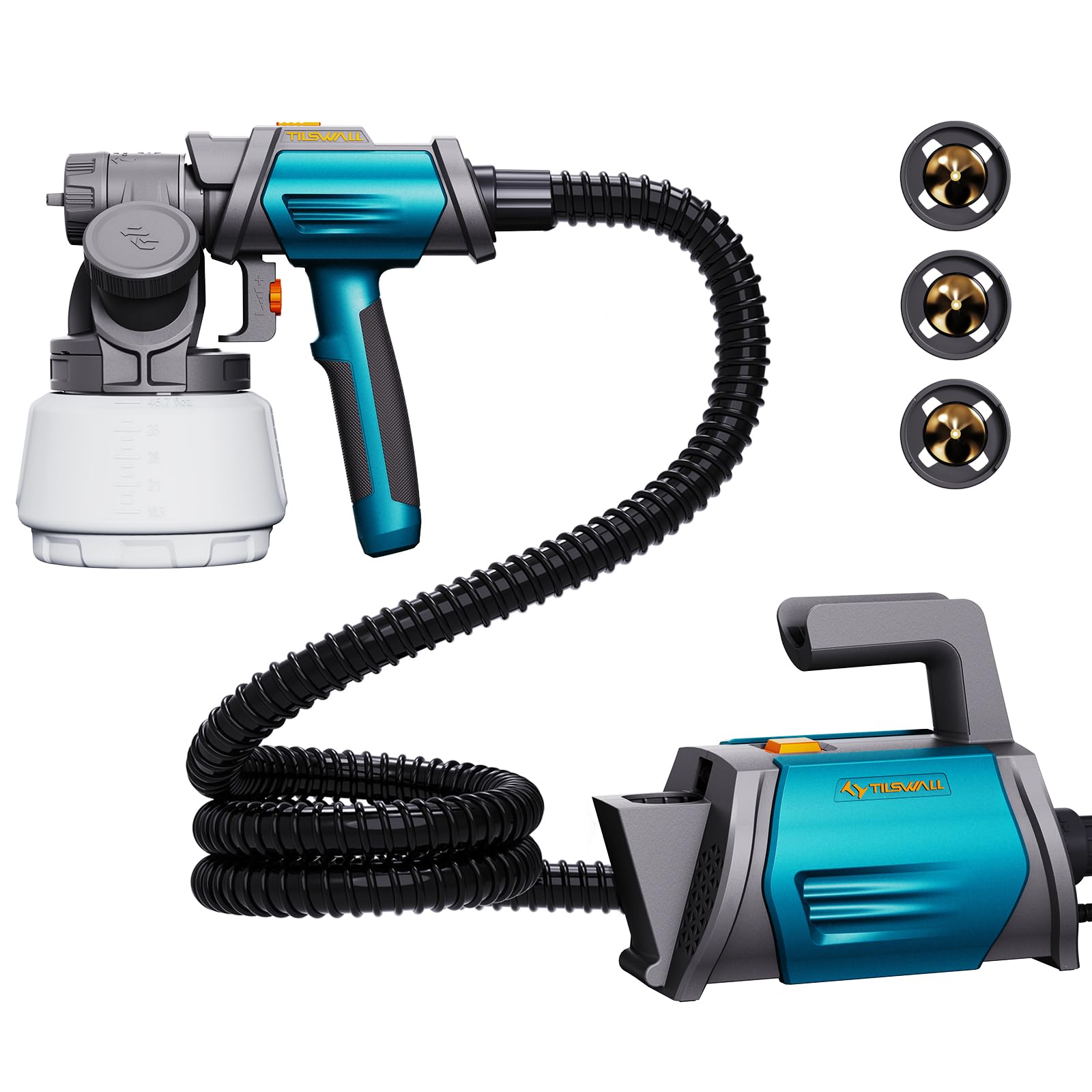 Tilswall 800 HVLP Paint Spray Gun with 1300ml Capacity - Electric Sprayer for Furniture, Cabinets, Fence, Walls, Doors & Garden Chairs - Perfect for DIY Home Projects & Professional Painting (Blue)
