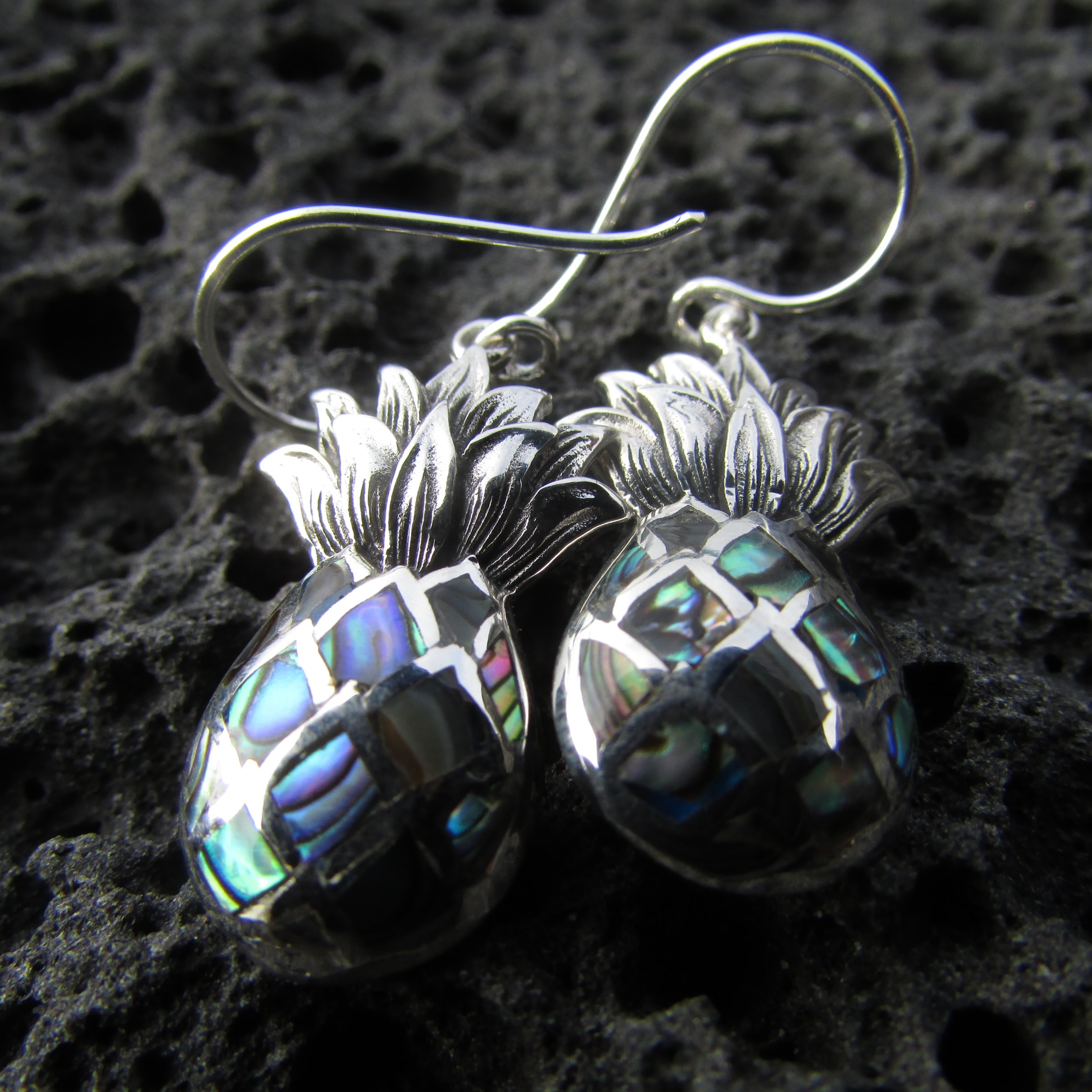 Stylish Pineapple Earrings - Sterling Silver with Abalone Shell Inlay | Perfect for Summer, Beach Vacations & Tropical-Themed Parties