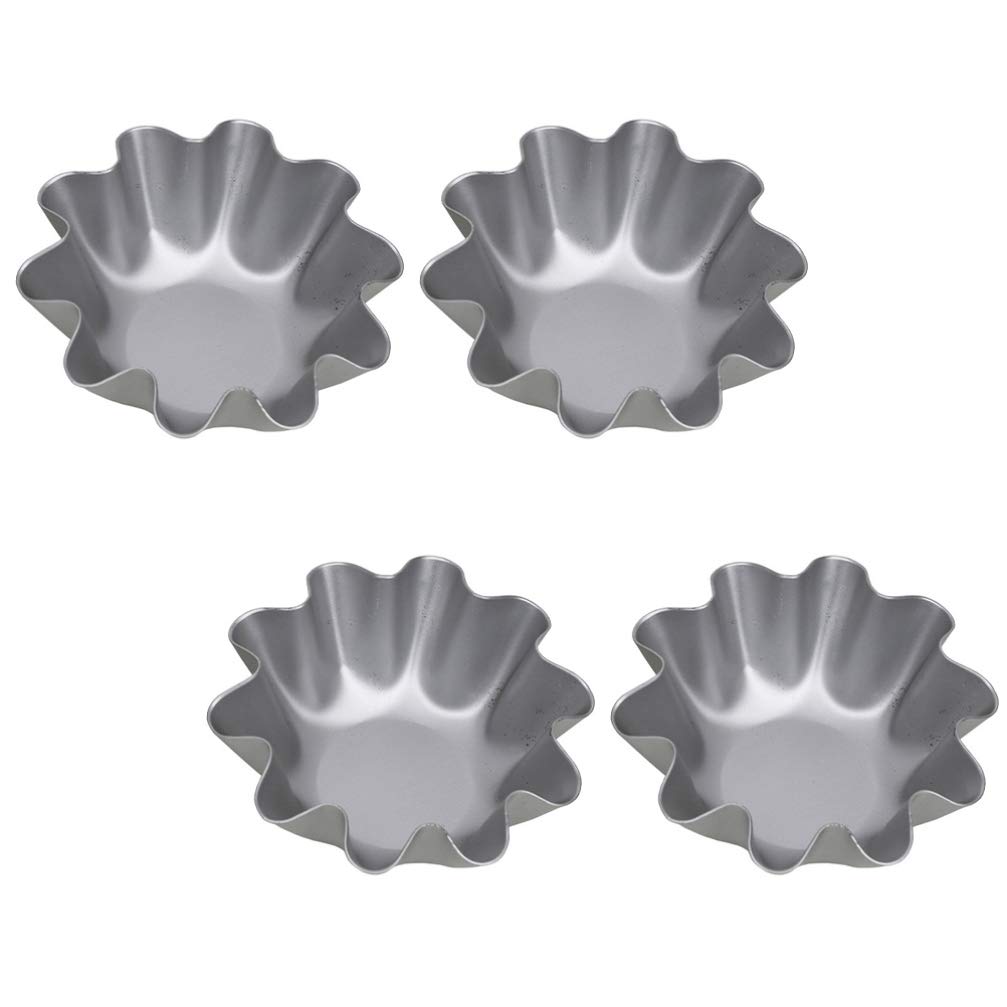 Hemoton 4-Piece Non-Stick Egg Tart & Pie Baking Molds Set - Reusable Metal Tart Pans, Jelly Molds for Perfect Desserts - Light Gray Kitchen Baking Gadgets for Home Bakers & Pastry Chefs (Ideal for Egg Tarts, Pies, Quiches & Dessert Making)