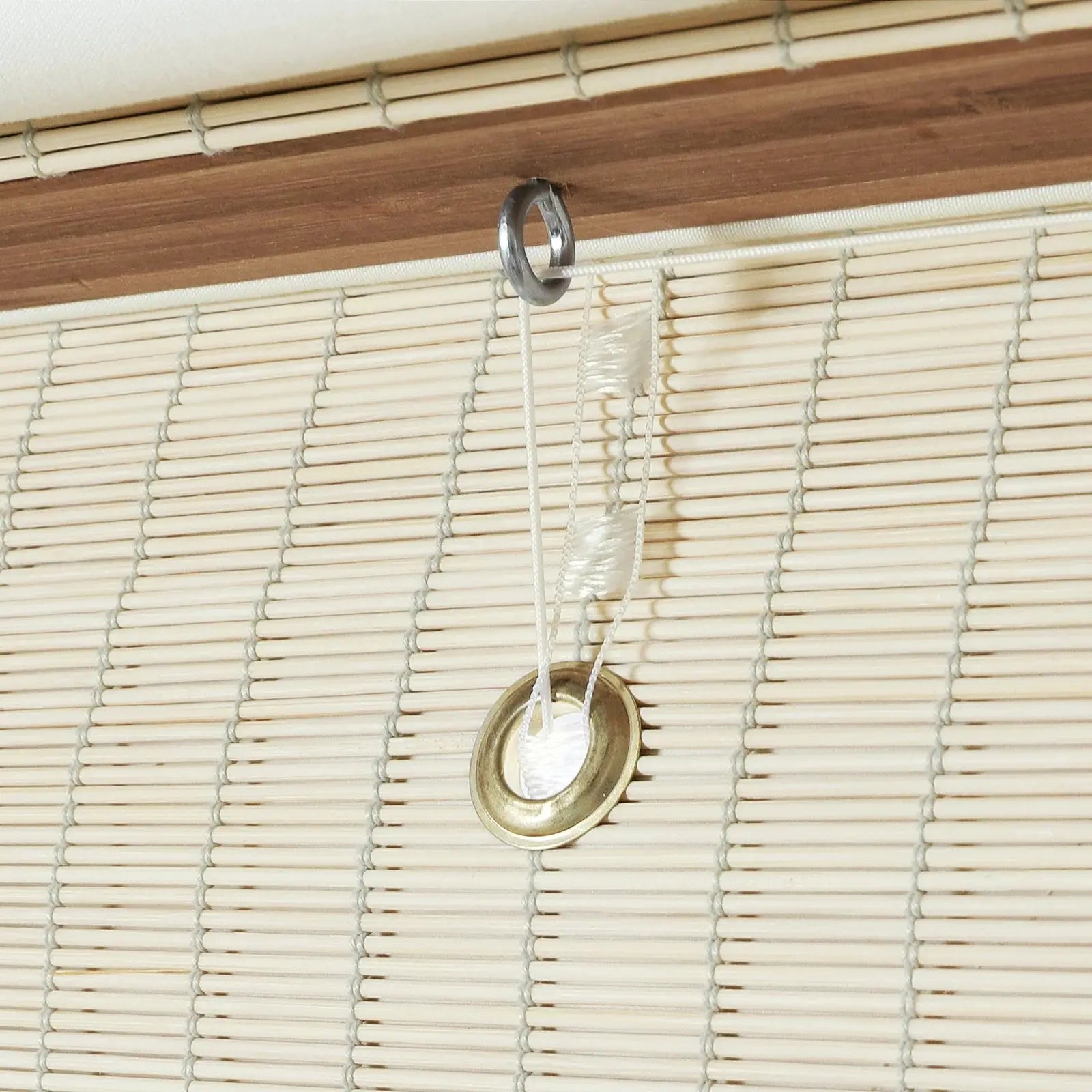 Sybil Bamboo Roman Shade - Ivory White Window Treatment for Living Room & Bedroom | Natural Light Filtering & Privacy