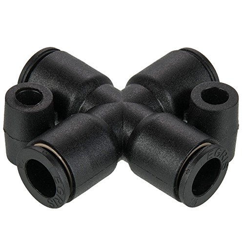 Parker 347PLP-4M-6M Composite Push-to-Connect Fitting, Tube to Tube Connector, Glass Reinforced Nylon 6.6, Push-to-Connect Cross, 4mm & 6mm Sizes - Ideal for Hydraulic Systems, Pneumatic Tubing, and Industrial Fluid Transfer Applications