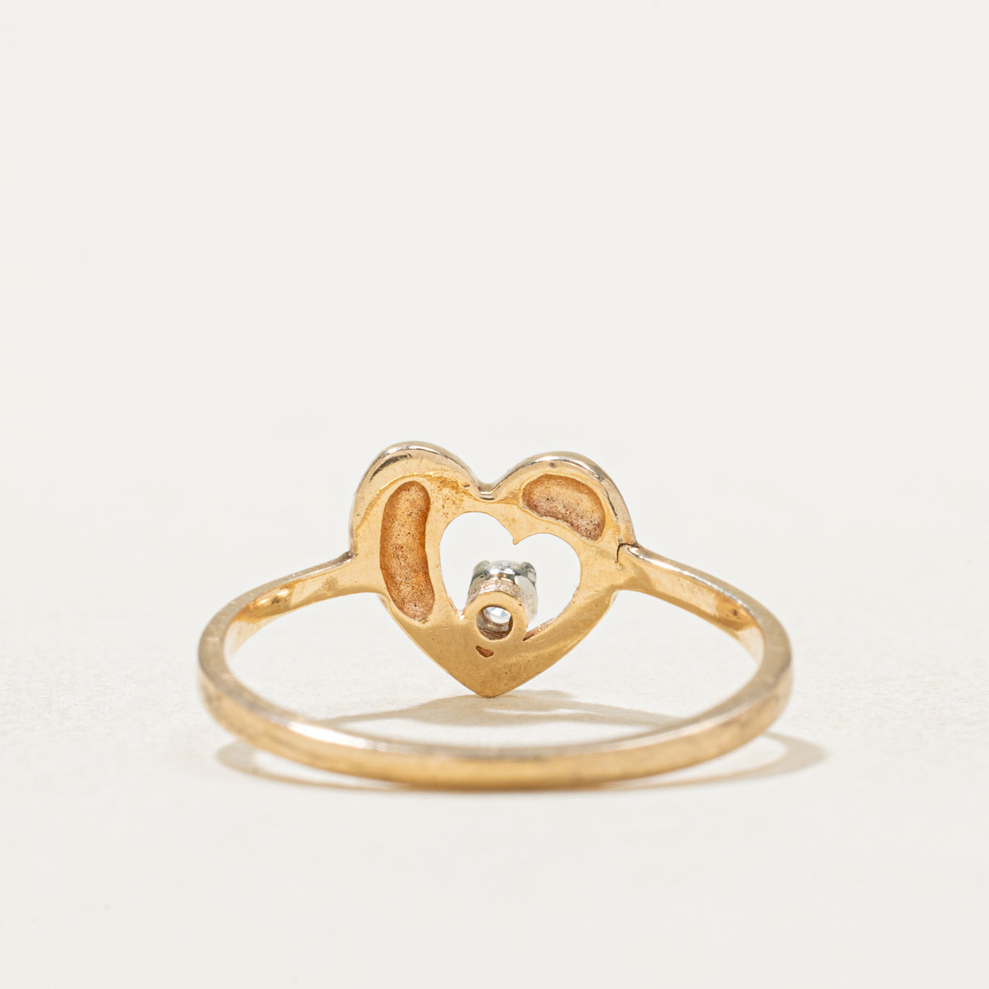 14K Gold Diamond Open Heart Ring - 0.03ct Natural Diamond Engagement Ring for Women, Size 4.75 - Perfect for Valentine's Day Gift, Anniversary Present or Everyday Elegant Jewelry