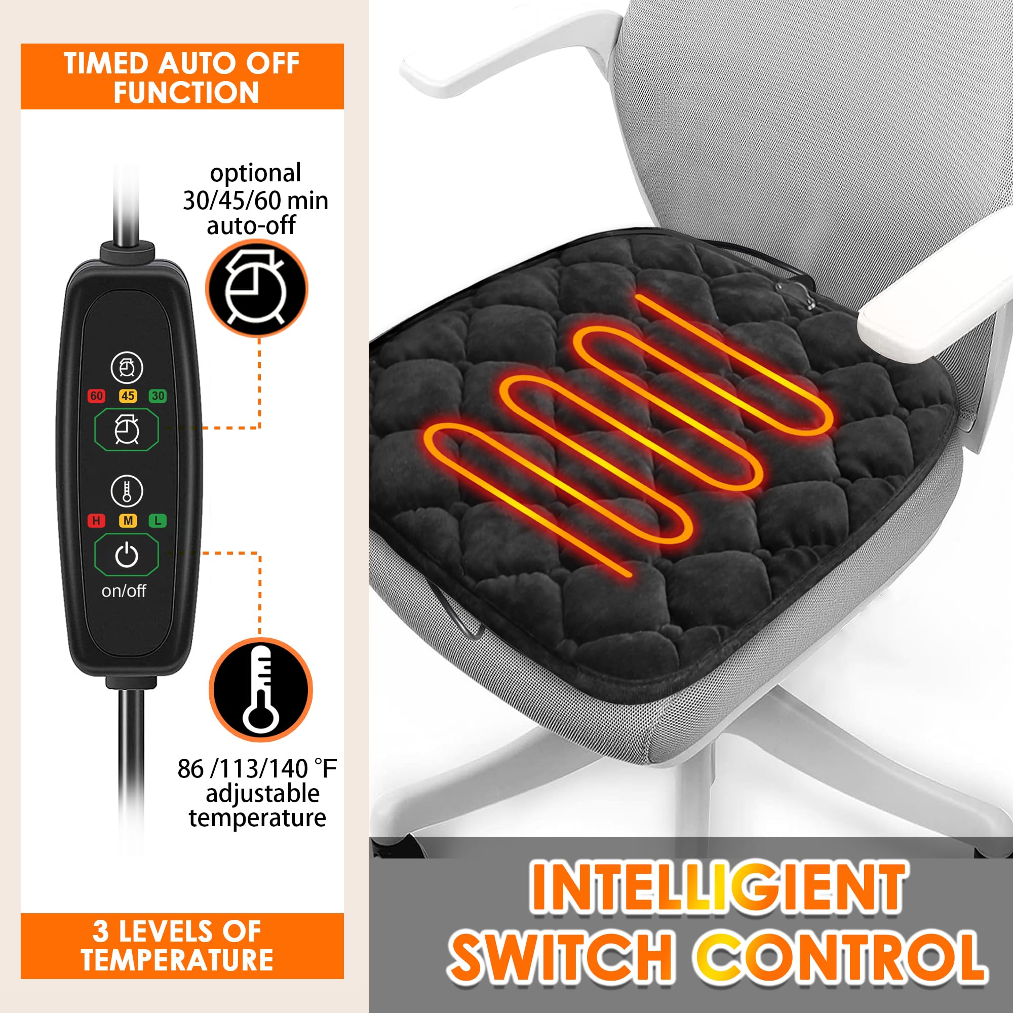 Universal Plush Car Seat Cushion - Warm & Comfortable Winter Car Seat Pad for Driving - Fits Car, Truck, SUV, Van & Office Chairs - Home & Outdoor Use (Black, 1PC) - Perfect for Cold Weather Commutes & Long Road Trips