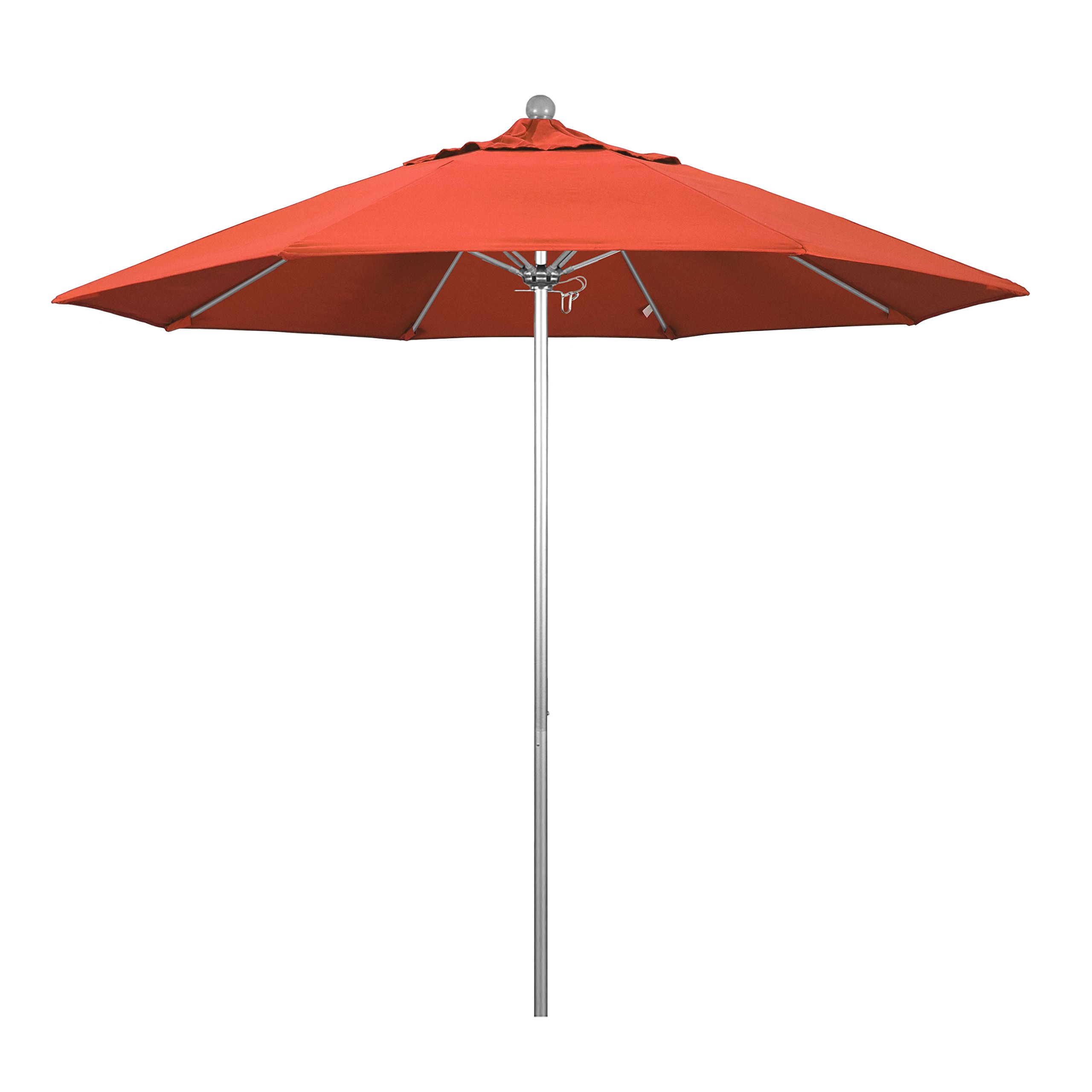 9' Round California Umbrella with Aluminum/Fiberglass Frame - Push Open Patio Umbrella with Silver Pole & Durable Olefin Fabric - Perfect for Poolside, Backyard, and Outdoor Dining Areas