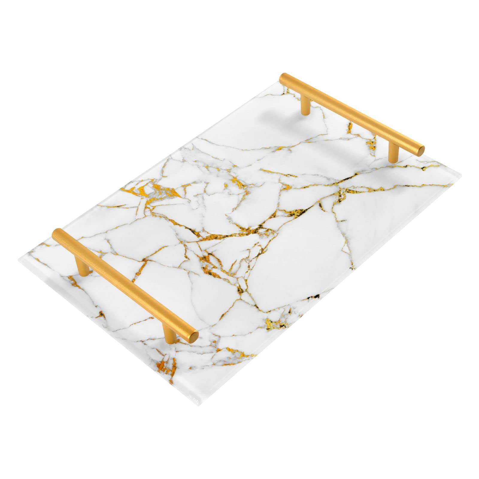 Marble Pattern Acrylic Serving Tray with Handles - 7.87